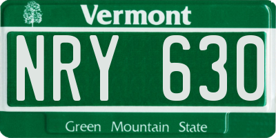 VT license plate NRY630