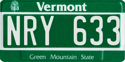 VT license plate NRY633