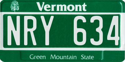 VT license plate NRY634