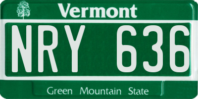VT license plate NRY636