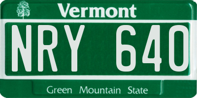 VT license plate NRY640