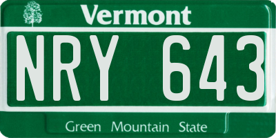 VT license plate NRY643