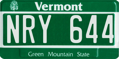 VT license plate NRY644