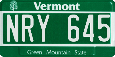 VT license plate NRY645