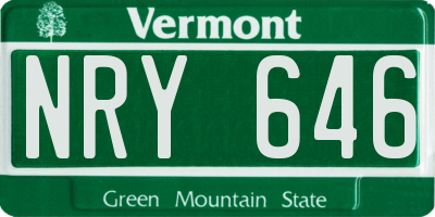 VT license plate NRY646