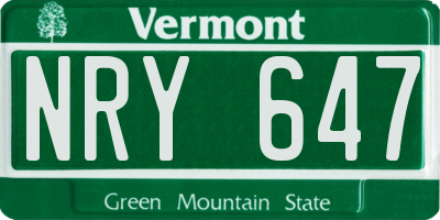 VT license plate NRY647