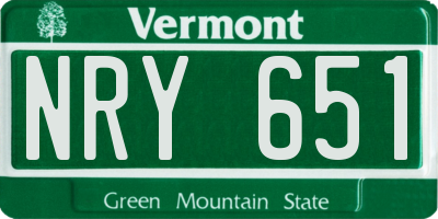 VT license plate NRY651