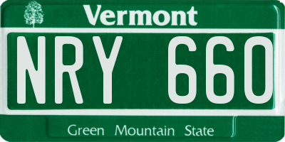 VT license plate NRY660