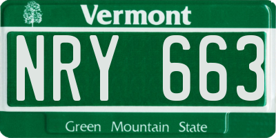 VT license plate NRY663