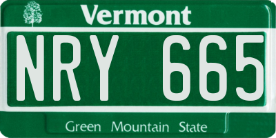 VT license plate NRY665
