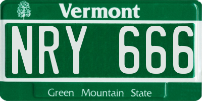 VT license plate NRY666