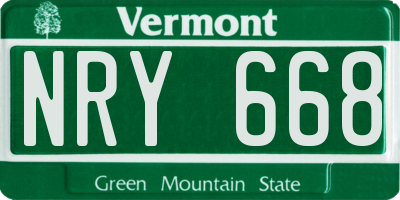 VT license plate NRY668