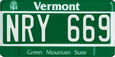 VT license plate NRY669