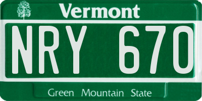 VT license plate NRY670