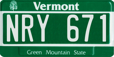 VT license plate NRY671