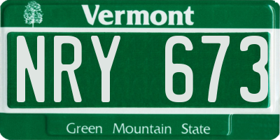 VT license plate NRY673