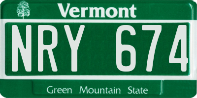 VT license plate NRY674