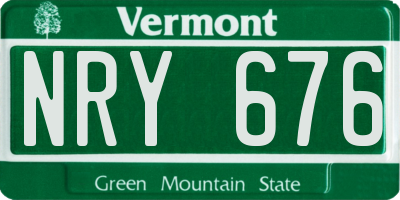 VT license plate NRY676
