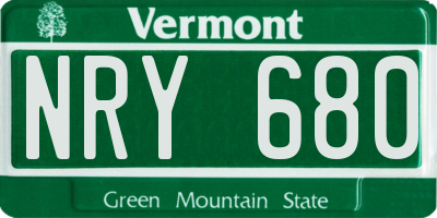 VT license plate NRY680
