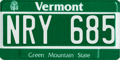 VT license plate NRY685