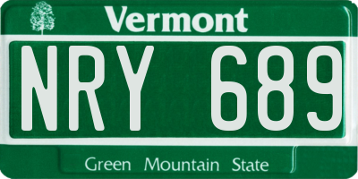 VT license plate NRY689