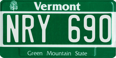 VT license plate NRY690