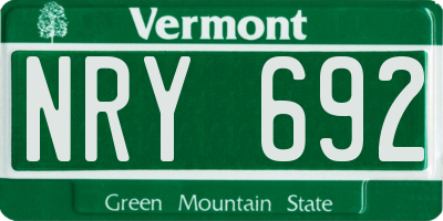 VT license plate NRY692