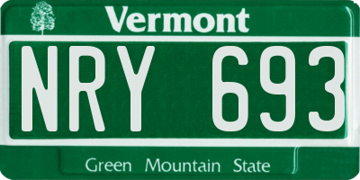 VT license plate NRY693
