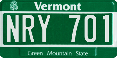 VT license plate NRY701