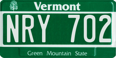 VT license plate NRY702