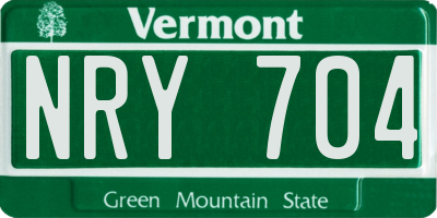 VT license plate NRY704