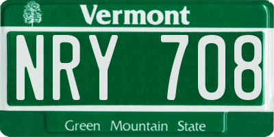 VT license plate NRY708