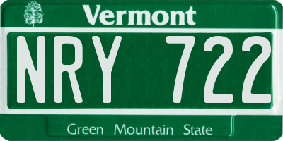VT license plate NRY722