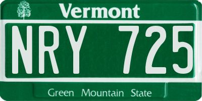 VT license plate NRY725