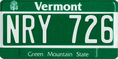 VT license plate NRY726