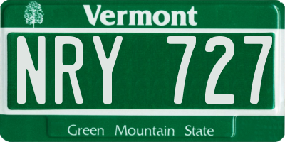 VT license plate NRY727
