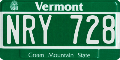 VT license plate NRY728