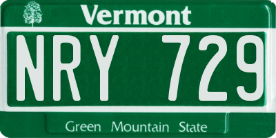 VT license plate NRY729