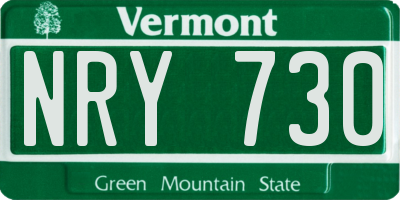 VT license plate NRY730