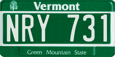 VT license plate NRY731