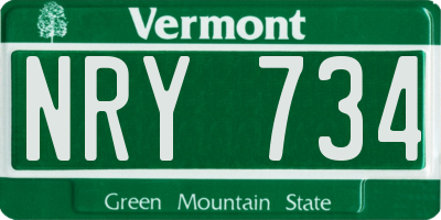 VT license plate NRY734