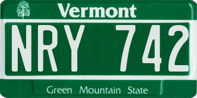VT license plate NRY742