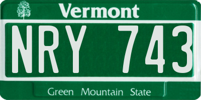 VT license plate NRY743