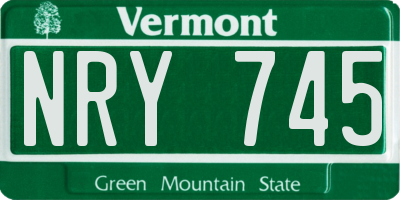 VT license plate NRY745