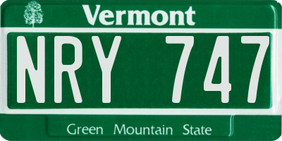 VT license plate NRY747