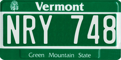 VT license plate NRY748