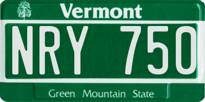 VT license plate NRY750