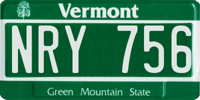 VT license plate NRY756