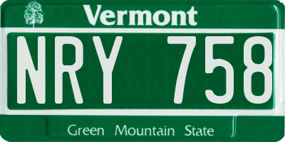 VT license plate NRY758