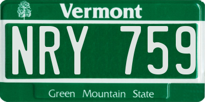 VT license plate NRY759